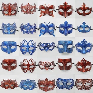 HC312 Vintage Blue and Red Antique Party Masks Halloween Carnival Masquerade Ball Mask Venetian Masquerade Mask