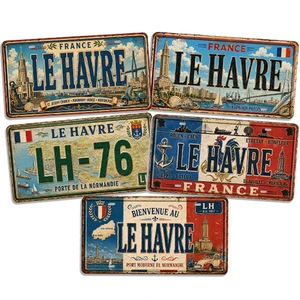 Vintage France Le Havre Tin Sign Rustic Funny Metal Sign Old Fashioned Seafood Bar Maritime Shop Wall Decor Metal Sign