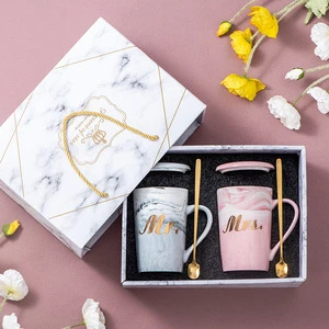 Various Styles Modern Reusable Silk Screen Printed Cup Set for Wedding Anniversary Business Gifts Couple Gifts-Mr. Mrs. Mug Set