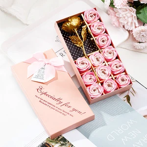 Wholesale Valentines Day Gift Soap Flowers and Golden Flower Cadeau St Valentin for Valentine Gift