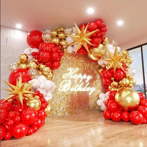 Red Festive Decoration Products Balloons Garland Kit Metallic Gold White Party Balloon Sets for Wedding Backdrop Supplies
