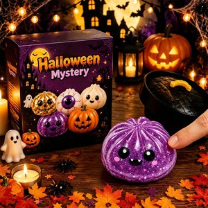 Cute Halloween Steamer Squishies Pumpkin Skeleton White Ghost Eyeball Purple Ghost Stress Relief Toys