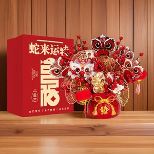 Hot Selling Happy 2025 New Year Decoration Artificial Flower Set Vietnamese Lunar Chinese New Year Eve Party Home Table Decor