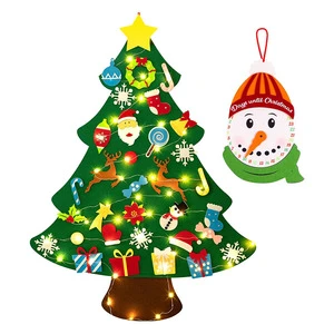 Popular Eco-friendly Christmas DIY Home Decoration Wall Art Felt Craft Kits 3D Customized Children's Christmas Tree Set Merry