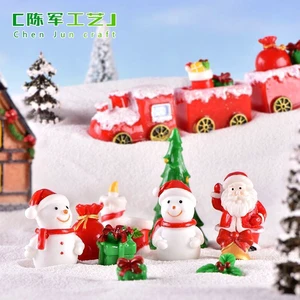 New Christmas old man, snowman, train, microlandscape, snow scene, decorative items, candles, gifts, socks, bells, resin handic