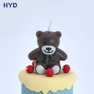 2026 Bear Shaped Eco-Friendly Handmade Birthday Candles Cake Toppers for Father's Day New Year Parties-Home Decoration 3cm*3cm