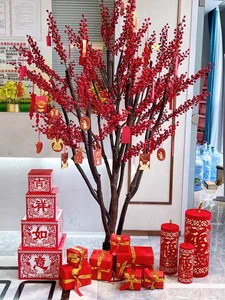 Artificial Red Fruit Tree New Year's Wealth Tree Decoration New Year Red Fruit Tree Ornaments