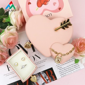 Valentine's Day Birthday Gift Square Heart-Shaped Jewelry Box Drawstring Closure Cupid's Arrow Design for Necklaces Rings