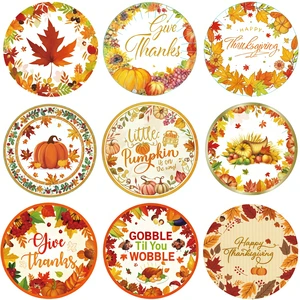 Customized Modern Style Thanksgiving Themed Party Supplies Disposable Oval-Shaped Pumpkin Paper Plates and Cups Set