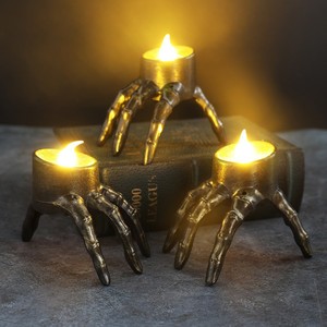 New Cross-Border Halloween Skull Hand Lamp Horror Decoration Prop PVC Night Light Candle-Powered Lamp Decoration