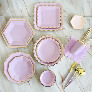 High Quality Stamping Disposable Tableware Set Plate/Napkin Adult Happy Birthday Party Decor Kids Wedding Birthday