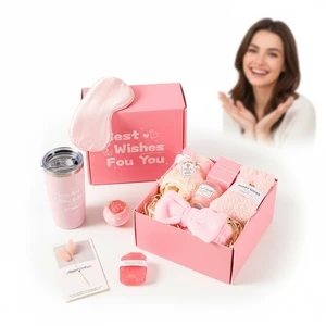 Romantic Pink Self Care Gift Set for Her - Valentine Day W/ Heart Shaped Soap 3D Greeting Card Tumbler