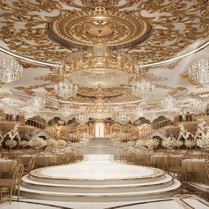 Turnkey Solutions For European Luxury Baroque Court Wedding Hall Style Theme Lighting Crystal Golden Chandelier