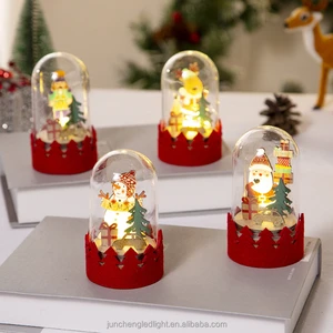 New Product Valentine's Day Holiday Festival Christmas Gifts Santa Claus Design Wooden Crafts With Glowing Led