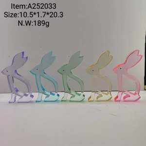 New Arrival LED Spring Easter Rabbit Acrylic Carving Animals Home Decoration Beautiful 3D Easter Acrylic Box