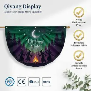 Half Circle String Flag 45X90CM Polyester Eco-Friendly Durable Folded For Festive Display In Halloween And Day Of The Dead