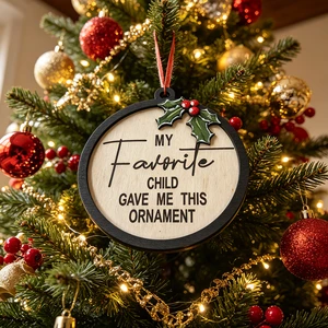 Personalized Wooden Christmas Ornament With Black Frame Funny Holiday Gift 3D Laser Cut Wood Tree Decoration Wholesale