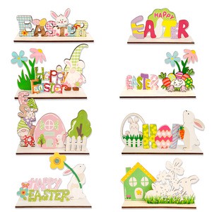 Hot Selling New 3D Bunny Egg Wooden Crafts Sculptable 3D Egg Ornaments for Easter and Holiday Party Decorations
