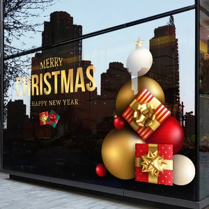 2026 New Year 3D Artificial Ball Christmas Window Sticker Elegant Shopping Mall Glass Decoration Arrangement for Wall Window