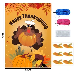 Thanksgiving & Christmas Themed Children's Birthday Party Decoration Eye Mask Turkey Sticker Poster Durable Paper Blindfold Game
