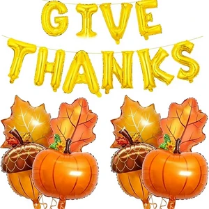 Thanksgiving Balloon Banner Cartoon Animal China Model Aluminum Foil Autumn Party Baby Shower Birthday Background