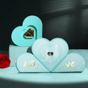 Valentine Day Gift Idea Luxury Heart-Shaped Jewelry Box Creative Ring Necklace Ornaments Packaging with Soap Flowers
