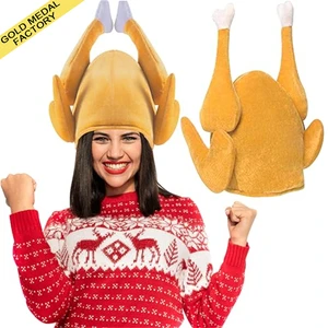 Roasted Turkey Hat Thanksgiving Plush Christmas Chef Hat Role Play Costume Funny Hat Thanksgiving Holiday Party Favors Supplies