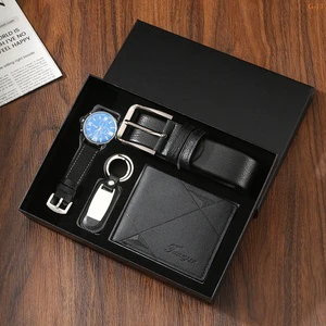 Hot Selling Father's Day Gift Men Husband's Watch Leather Belt Wallet Valentine's Day Business Gift Set