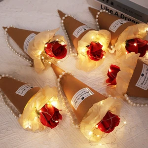 D386 Wholesale Valentine's Day Ice Cream Bouquet DIY Kit - Soap Flower Gift Set for Girlfriend Birthday Holiday Decoration