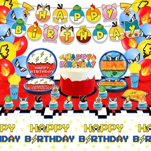 Pl KA Cartoon Birthday Party Supplies Birthday DIY Home Decorations Included Banner Cupcake Toppers Balloons Party Kid Favor
