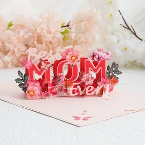 New Mother's Day Gift Handmade 3D Pop-up Love Greeting Card Art Paper UV Varnished Thank You & Mom Blessing Cards Creative