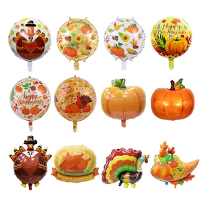 Thanksgiving Party Decoration 18inch Round Aluminum Foil Balloons Turkey Pumpkin Balloon