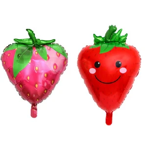 New Smiling Strawberry Aluminum Film Balloon Strawberry Balloon Children's Birthday Party Decoration Balloon