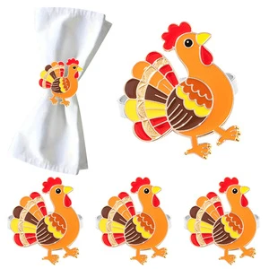 Wholesale of alloy new hotel tableware, including simulated Turkey napkin rings, Thanksgiving buttons and holiday decorations