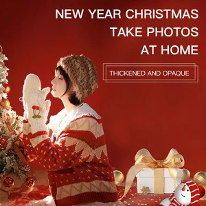 2025 New Year Christmas Party Decorations Portable Solid Red Cotton Double Printed Muslin Backdrop Photography Props