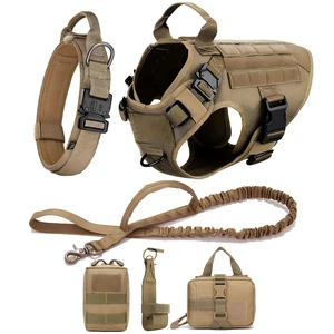 Tactical Dog Harness with Name Heavy Duty No Pull Dog Harness with Handle Adjustable German Shepherd Training Vest for Walking