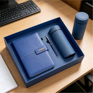 PU Leather Luxury Exquisite Office Combo Business Gift Personalized Notebook Pen Insulated Water Bottle Set Gift Packaging
