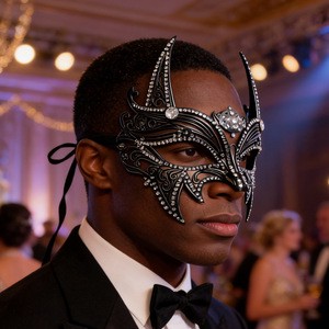 Halloween Makeup Mask Ancient Style Half Face Iron Mask Eye Cover Party Festival Supplies Evening Black Mask Customization