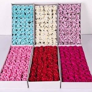50 Pcs/box Cheap Wholesale Wedding Decoration Gift For Women Two Layer Soap Artificial Flower Rose Head