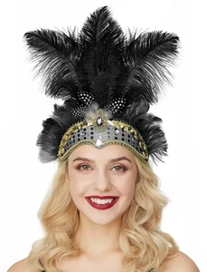 Wholesale Carnival Hat Feather Headpiece Showgirl Headband Mardi Headpiece for Venice Hawaii Halloween