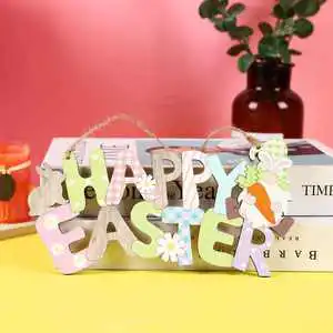 Hot Sell Spring Newest Easter Crafts Easter Bunny Gnomes Wooden Decoration for Party Easter Day