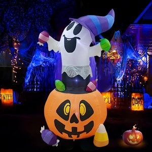 Cross-border Halloween Inflatable Candy Pumpkin Ghost Glowing Outdoor Garden Decorations