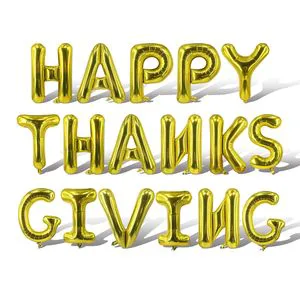 Golden and Red Thanksgiving Happy Balloon Foil Letter Banner Autumn Party Supplies Decor Fall Harvest Festival Arch Set 17pcs