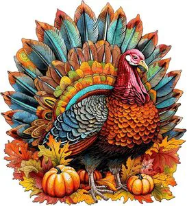 Thanksgiving Wooden Puzzle Toy Gift - Fun Holiday Brain Teaser for Kids, Family Party Game
