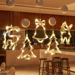 Custom LED Christmas Lights Snowman Jingle Bells Five-Pointed Star Window Suction Lights & Holiday Room Decor