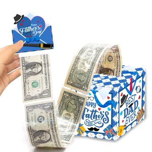 Happy Father's Day Paper Money Pull Gift Box for Happy Fathers Day Party Cash Gifts Decor Surprise