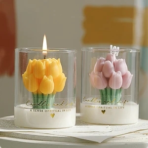 Tulip Flower Bouquet Scented Candle Romantic Floral Aromatherapy Candle For Home Decor Mother's Day