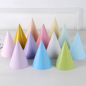 16cm Macaron Color Double Wall Birthday Hats Colorful First Year Party Decoration Children's round Paper Party Supplies