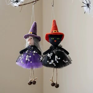 Low Price Wholesale Halloween Ghost Bar Hanging Decoration Pumpkin Witch Broom Props Haunted Party Decorations Cloth 22cm