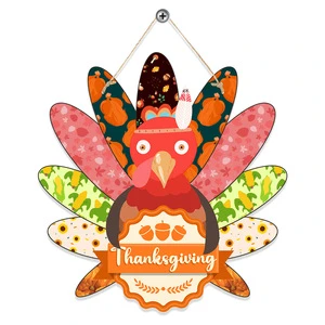 Wholesale Thanksgiving Door Wall Hanging Decorations Quick Delivery Turkey Figurine Paper Card Decor for Holiday Celebrations